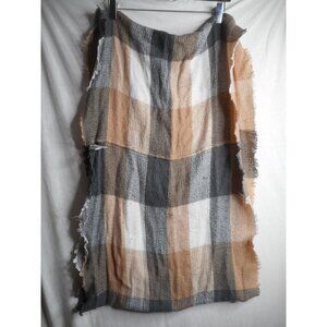 Cream Beige Grey Infinity Scarf  21 x 33 inches block motif